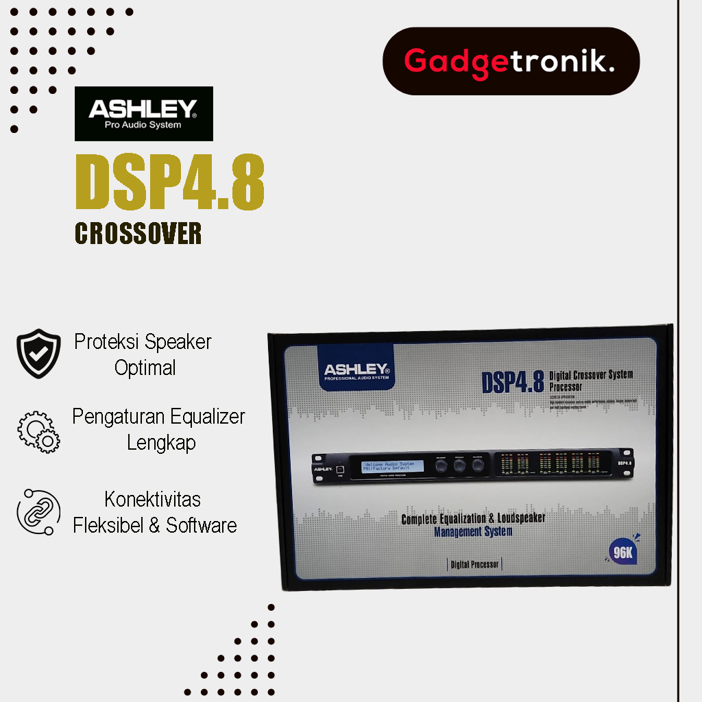 ASHLEY DIGITAL CROSSOVER DSP4.8 8+4CH / MANAGEMENT CROSS OVER ASLEY DSP 4.8 8+4 CHANNEL / DIGITAL SI