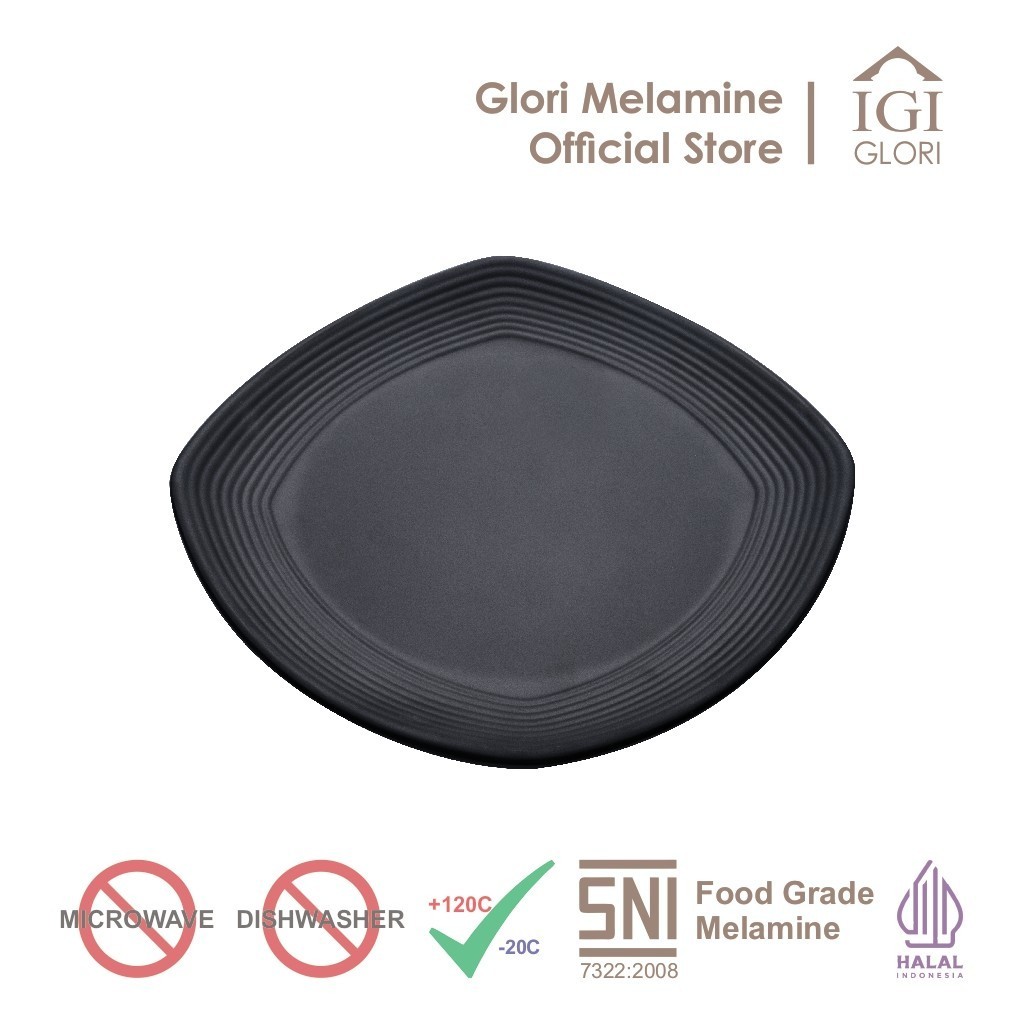 Melamine - GLORI - P2408 Piring Ceper Segi-4 Ulir 8 Inch - Buah Roti Pastry Kue Gorengan