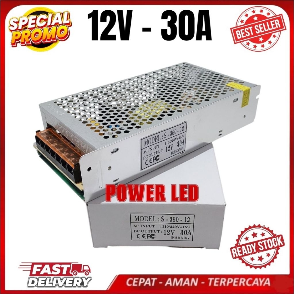POWER SUPLY SWITCHING 12V 30A ADAPTOR SUPLY 12VOLT 30 AMPERE HIGH QUALITY BODY SLIM