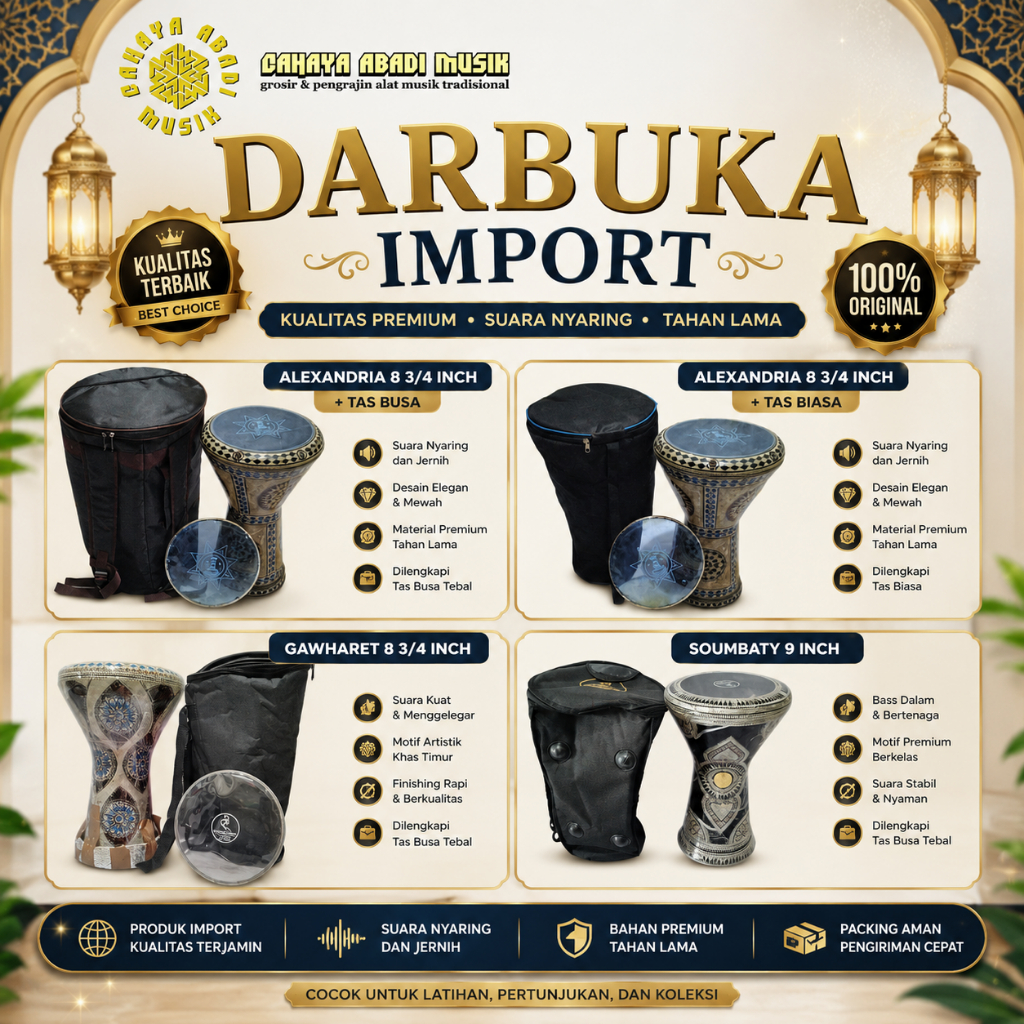darbuka import Mesir alexandria  8 3/4inch gawharet soumbaty 9inch asli original