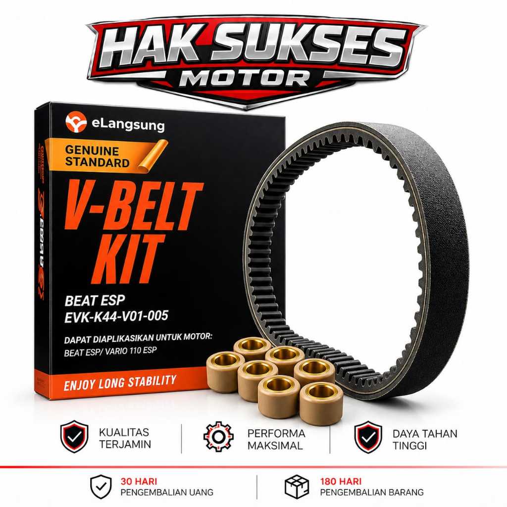 PAKET VAN BELT V-BELT + ROLLER K44 ELANGSUNG ORI