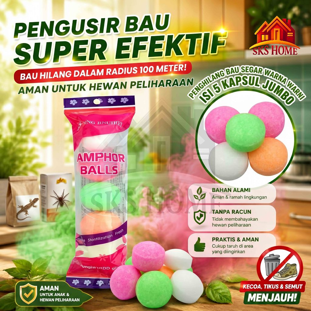 Kamper Toilet Ball Wangi Isi 5 Kapur Barus Besar Jumbo Warna Warni Kamper Toilet Anti Bau Bebas Sera