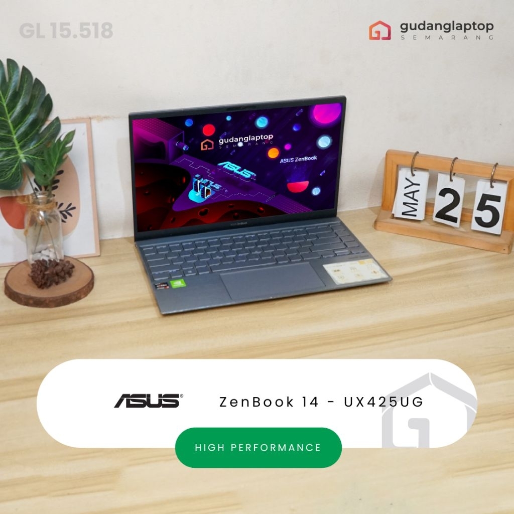 ASUS ZenBook 14 - UX425UG AMD Ryzen 5 - 5500U 8/255 VGA Nvidia GeForce MX450 WebCam, WiFi 6, Bluetoo