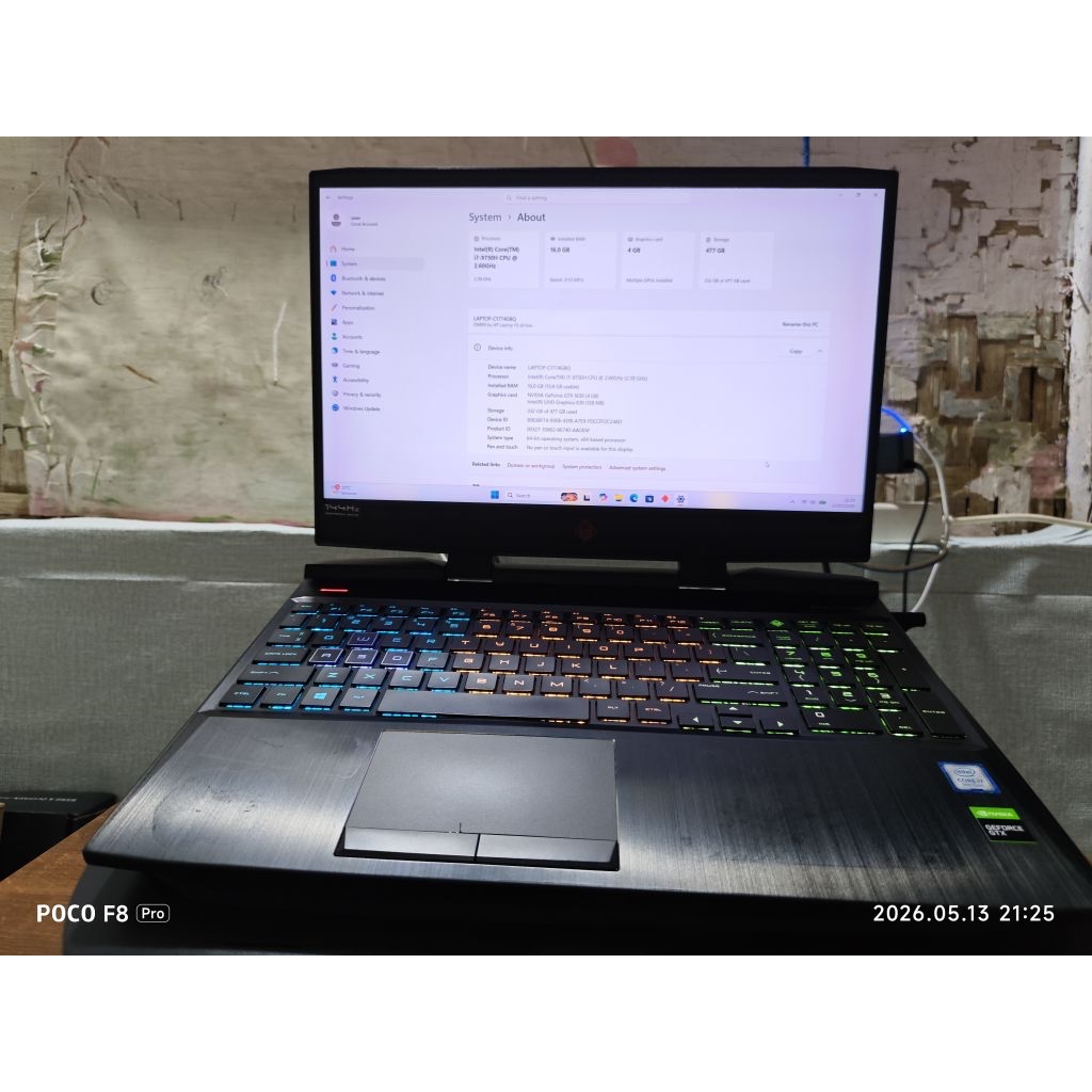 Hp omen 15 2019 i7-9750h+GTX 1650 ram 16/512GB