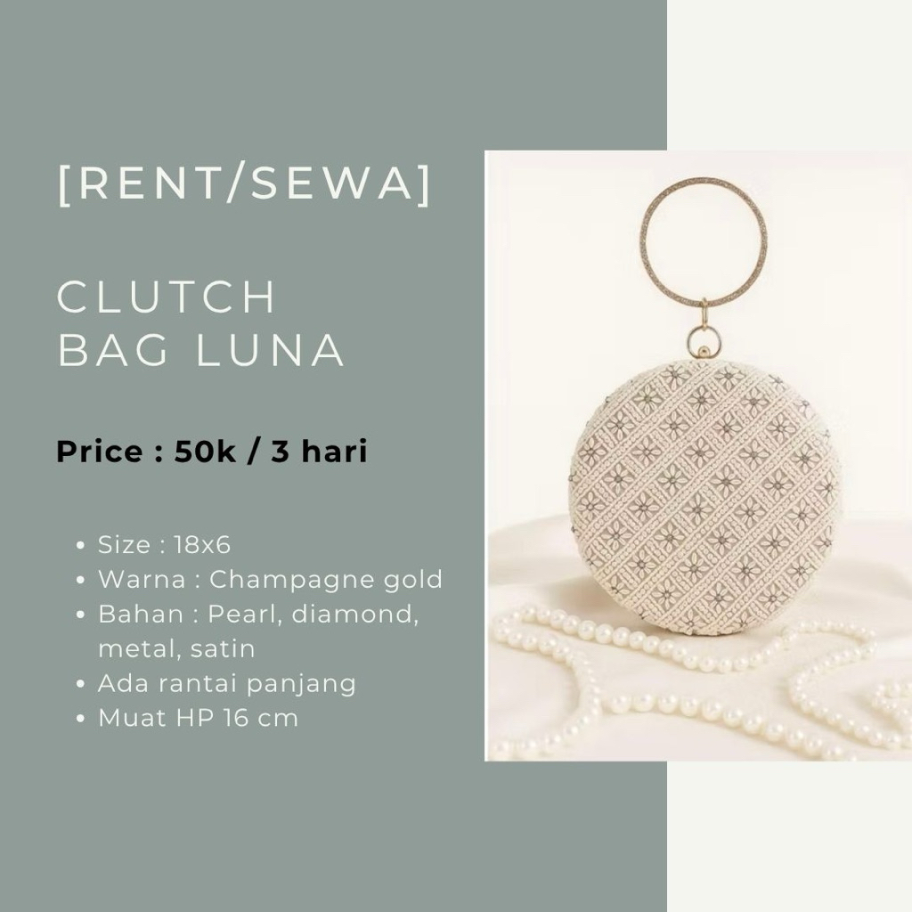 [Sewa/Rent] Clutch bag / tas pesta kondangan party mutiara emas gold / round clutch bag putih bulat 