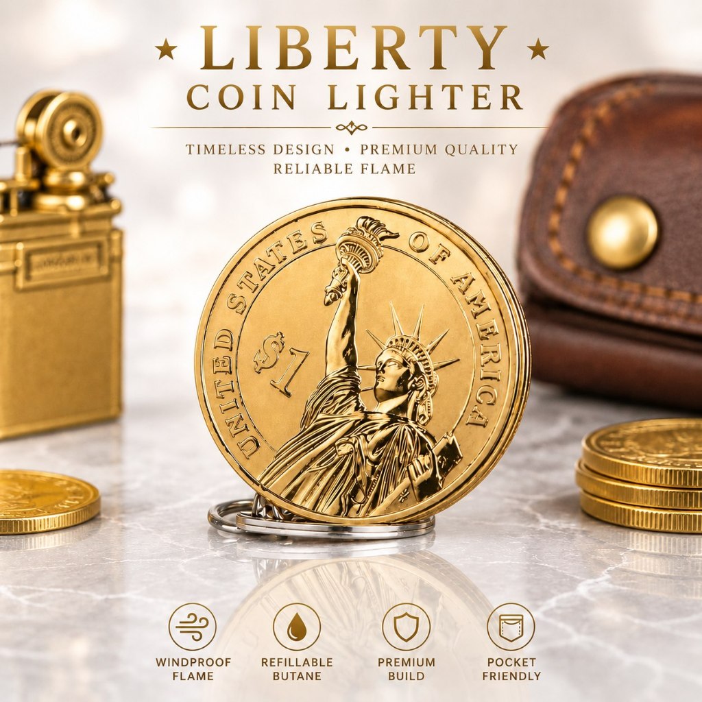 Korek Api Unik Desain Liberty Coin Lighter Ukuran Mini ZRCOIN-470