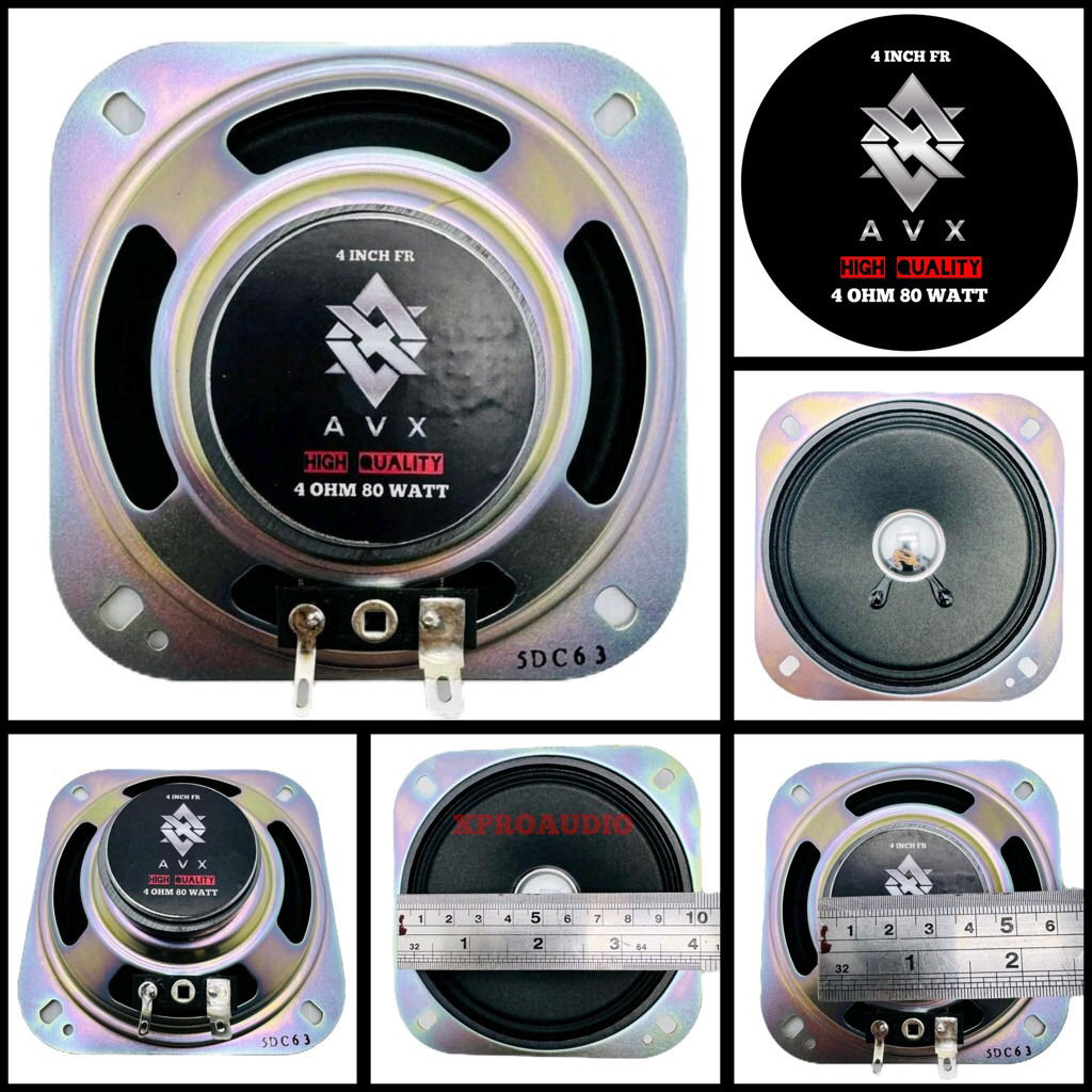 AVX 4” FR 4480 speaker komponen 4 inch middle 4 ohm 80 watt spiker 4 inci fullrange speker 4in