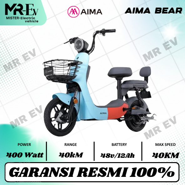 Sepeda Listrik Anak AIMA Mini Bear Keranjang Depan Murah Anti Air Sepeda Listrik Terbaru 2025