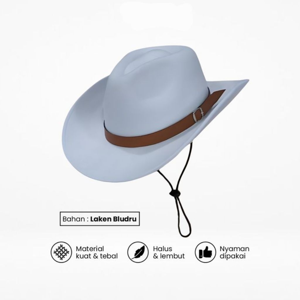 TOPI KOBOY FEDORA TALI GESPER BESAR PREMIUM TOPI BERKUDA
