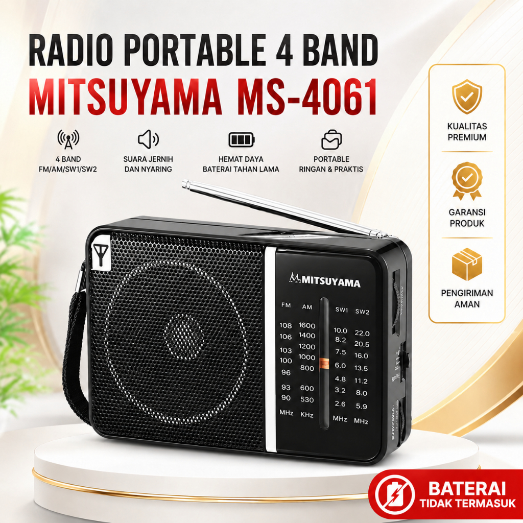 Radio Portable Mitsuyama MS-4061 AM FM SW Radio Jadul Retro Mini Speaker Radio Mini Portable