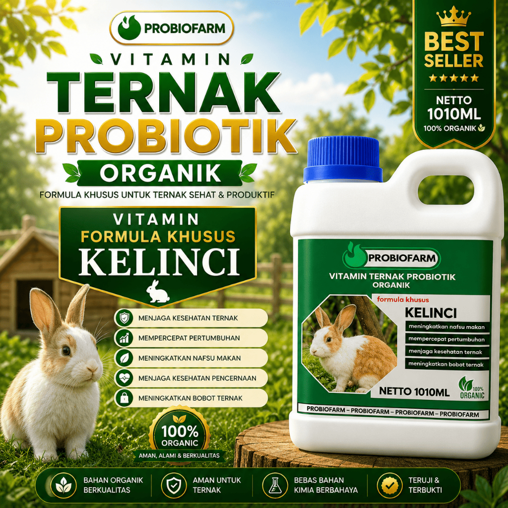 PROBIOFARM Vitamin Probiotik Vitamin Suplemen Kelinci Hias Anggora Fuzzy Lop Holland Netherland Dwar