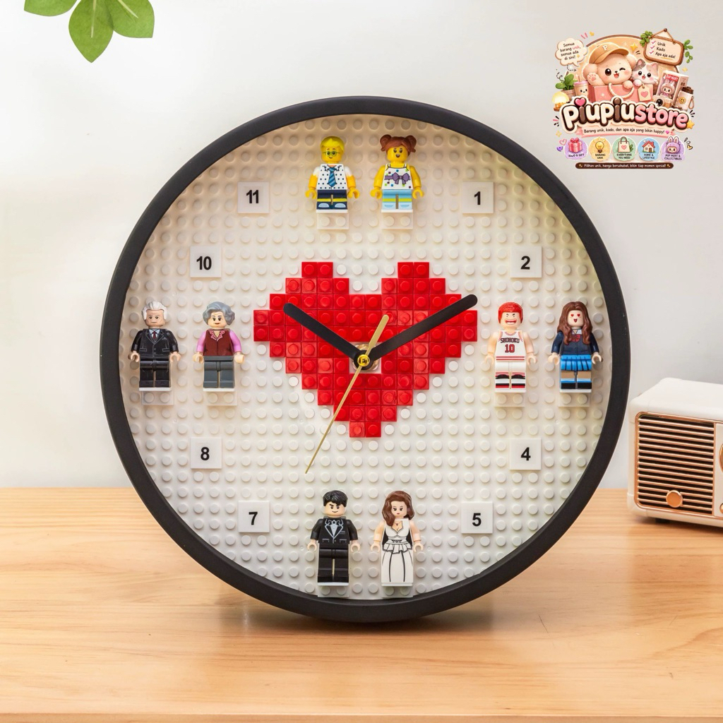 Jam Dinding LEGO Aesthetic Custom Figure Couple & Family - Kado Pasangan
