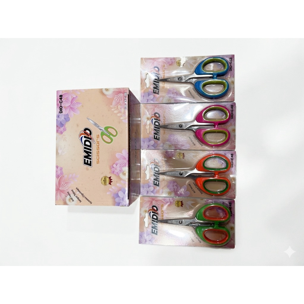 Gunting Emidio DIO-C48 Ukuran Kecil 1 Lusin Isi 12 Pcs Warna Warni- Gagang Karet