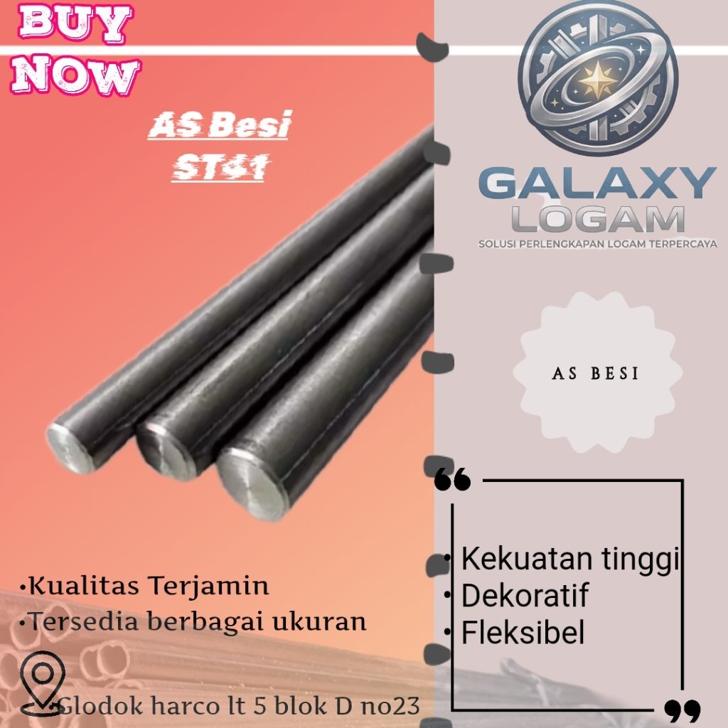 AS Besi bulat diameter 25 mm x 1000 mm |as besi st41