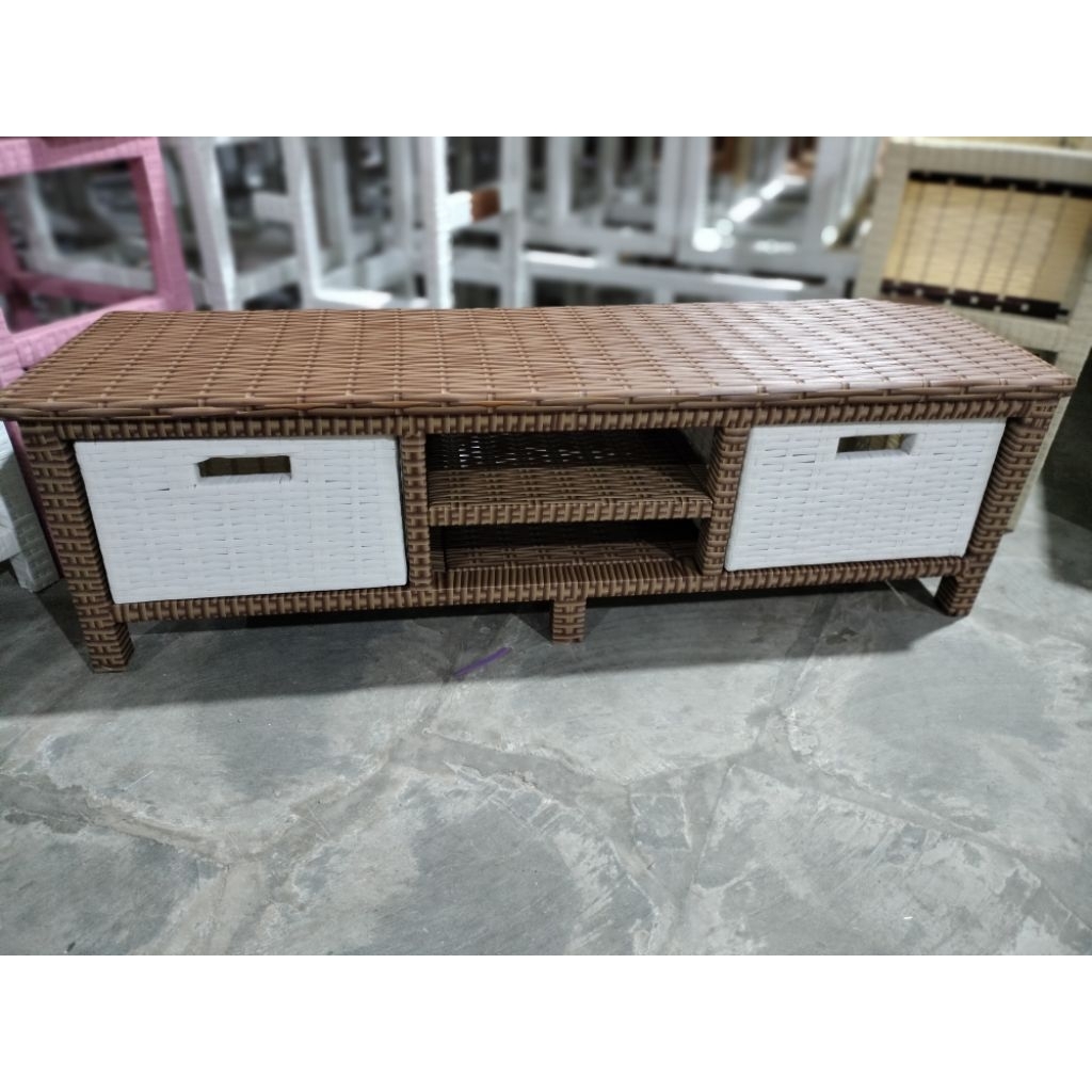 lemari rotan model DVD isi 2 laci desain minimalis moderen