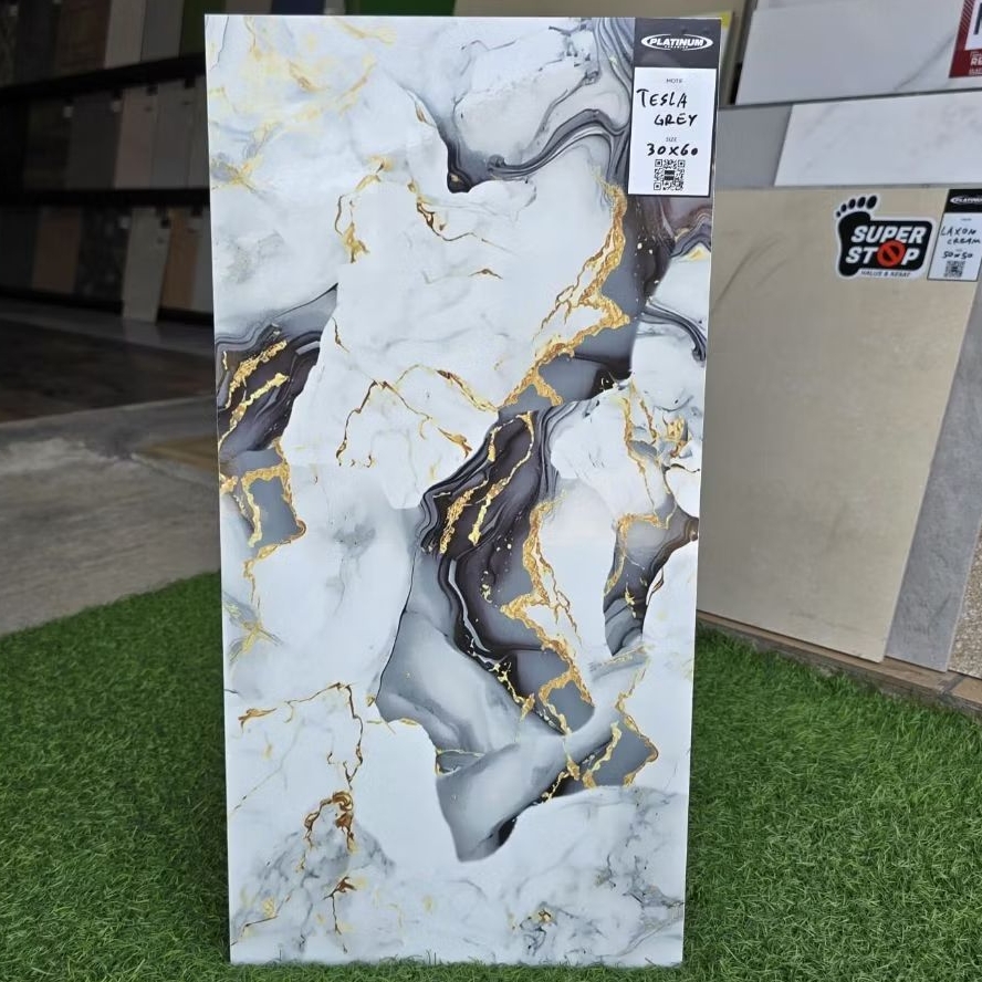 keramik 30x60 Terra Grey Glossy Platinum