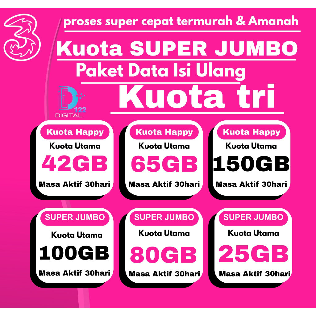 PROMO PAKET DATA TRI COMBO JUMBO KUOTA MELIMPAH BEBAS PUAS AMANAH