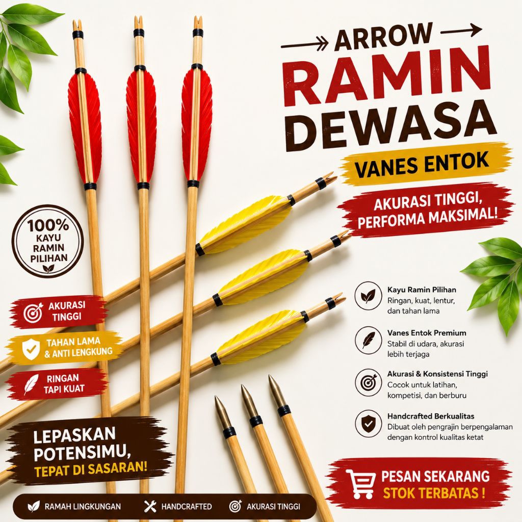 Arrow Ramin Dewasa Vanes Entok / 6 pcs Olahraga panahan tradisional