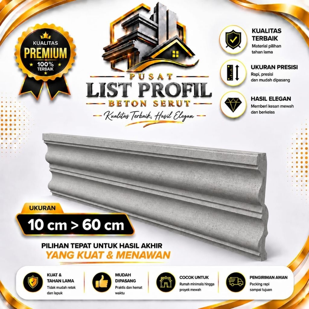 lisplang Profil Beton, Lisplang Beton, List Profil, List Profil Tempel