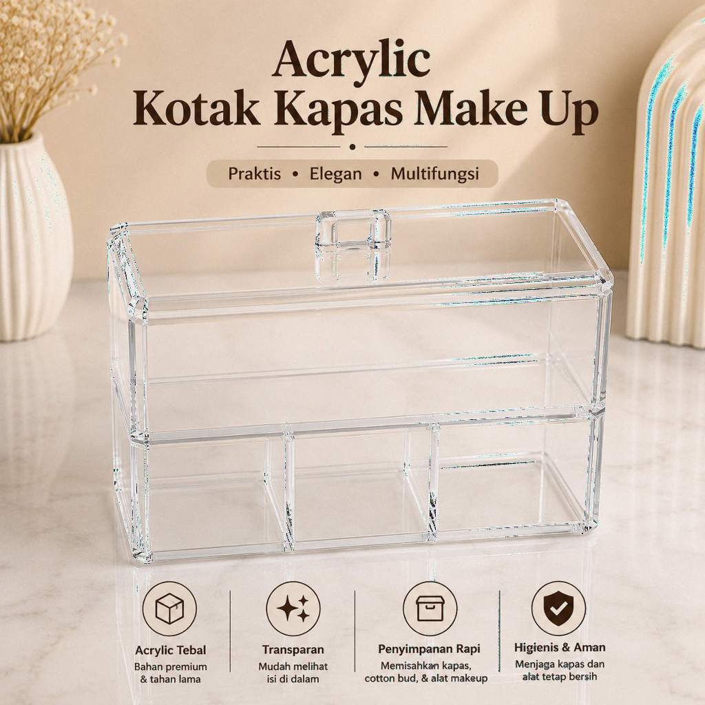 Acrylic Kotak Kapas Make Up