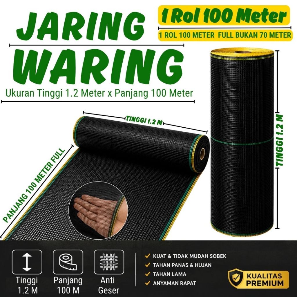 Waring Pagar Ayam Murah Ukuran Panjang 100 Meter x Tinggi 1,2 Meter / Jaring Waring Panjang 100 Mete
