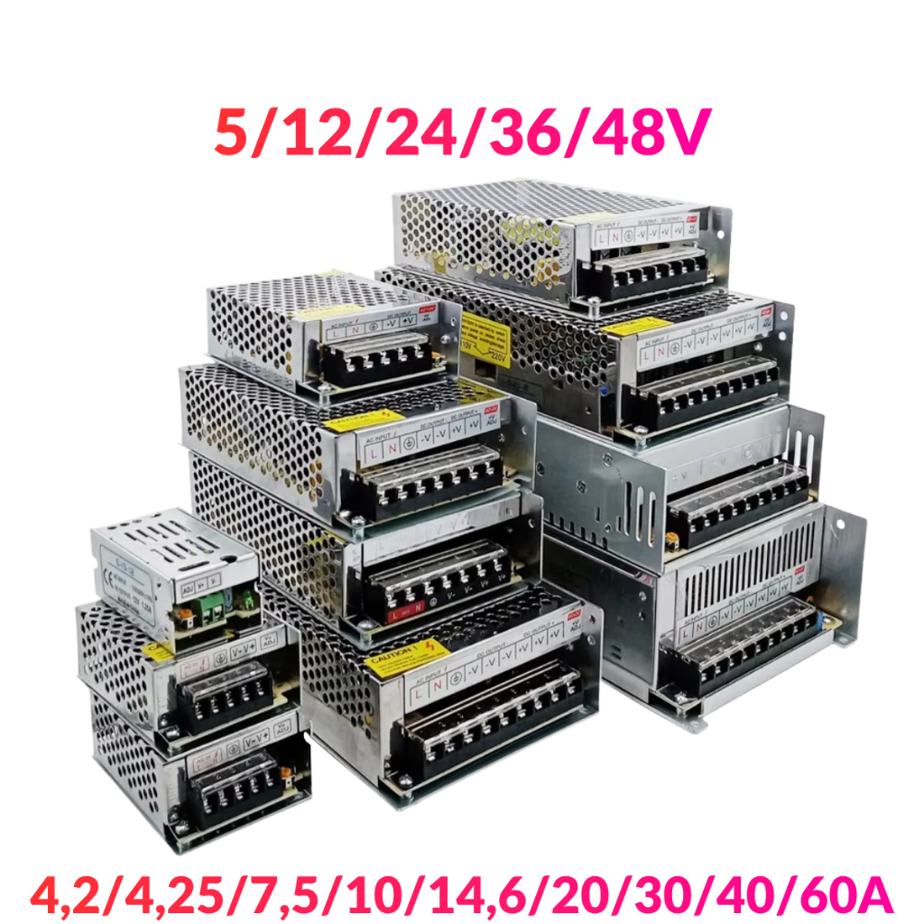 Power Supply Varian 5/12/24/36/48V  4,2/4,25/7,5/10/14,6/20/30/40/60A Cooling fan / No Fan, Switchin