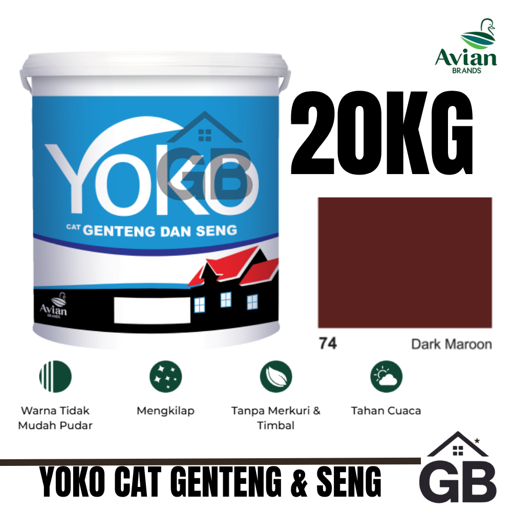 Yoko Roof 20Kg Pail || Cat Genteng Yoko Avian Brand - Cat Genteng