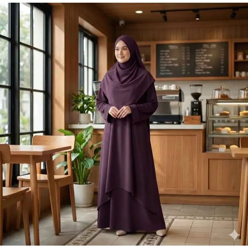 Sadiyah dress one set tunic oversize & skirt melayu abaya rok set bahan marbella gamis wanita muslim