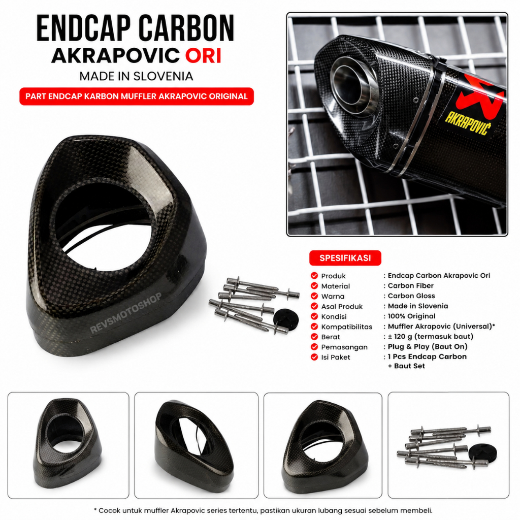 ENDCAP CARBON AKRAPOVIC ORI MADE IN SLOVENIA / PART ENDCAP KARBON MUFFLER AKRAPOVIC ORIGINAL