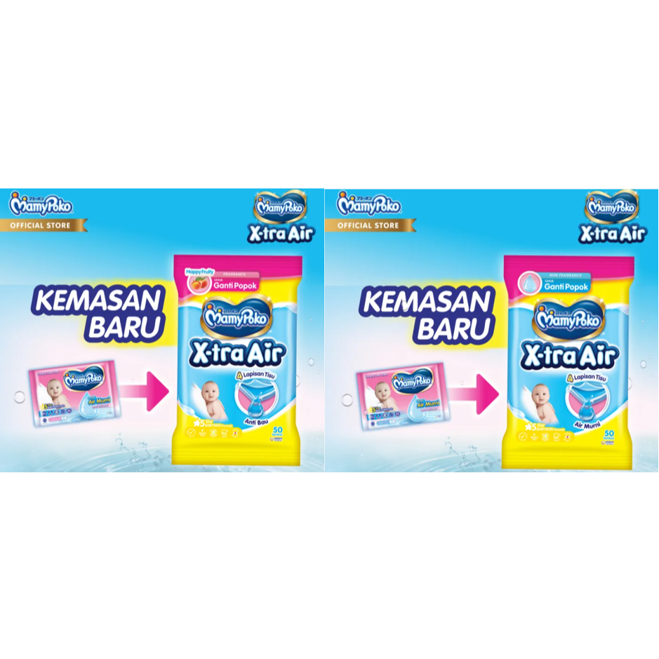 Mamypoko Wipes Tissue Basah 50's 50 Sheet Fragrance Non Fragrance