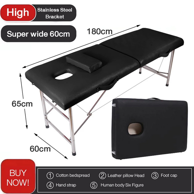 Kasur Pijat Lipat Portabel Hitam Nyaman Untuk Ranjang Salon Bed Eyelas Serbaguna