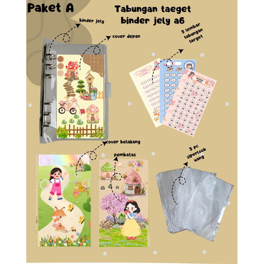 binder A6 untuk belajar menabung anak/ saving challenge/ tabungan target