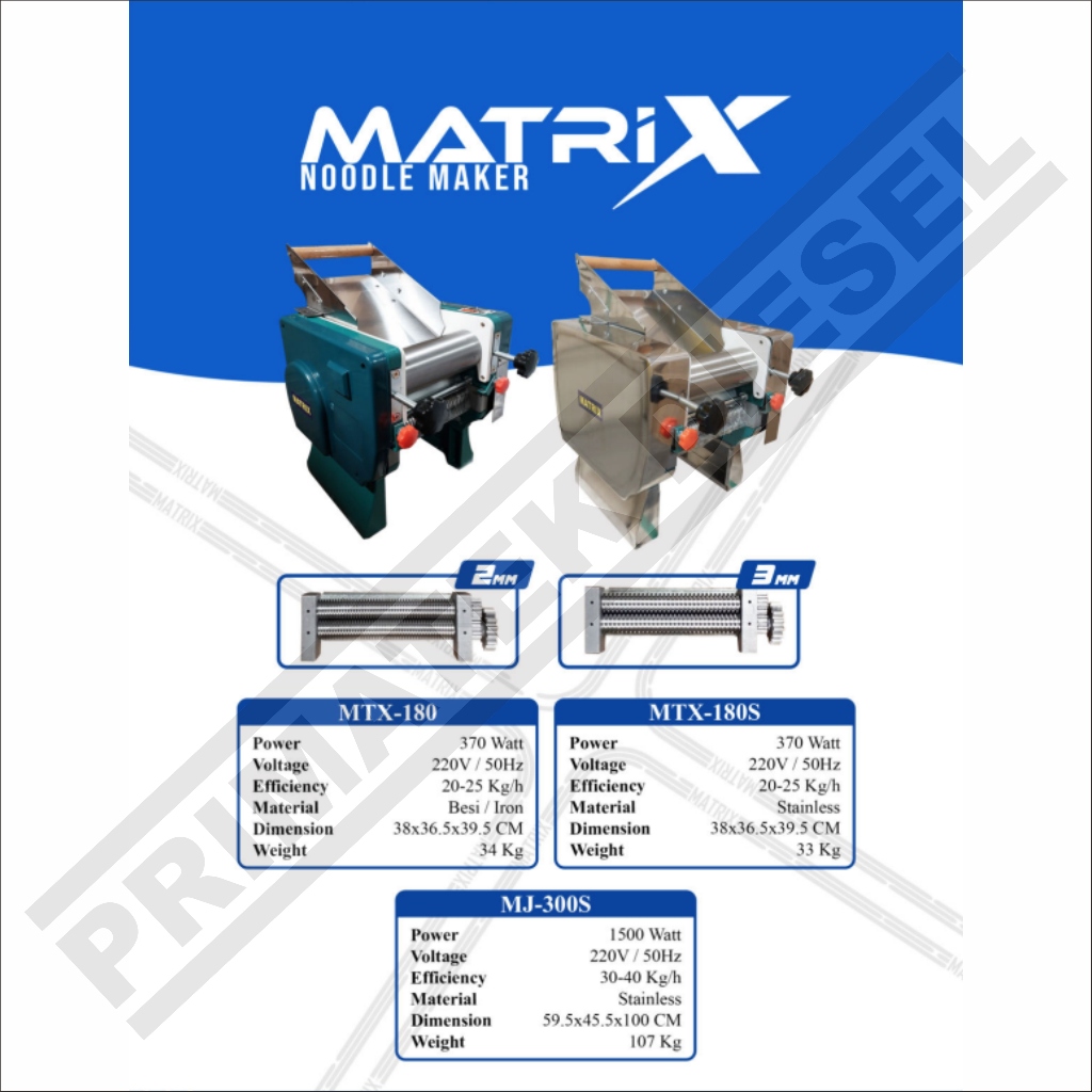 Mesin Gilingan Mie Listrik Stainless Steel MATRIX MTX180S / Electric Noodle Maker Pembuat Adonam Mie