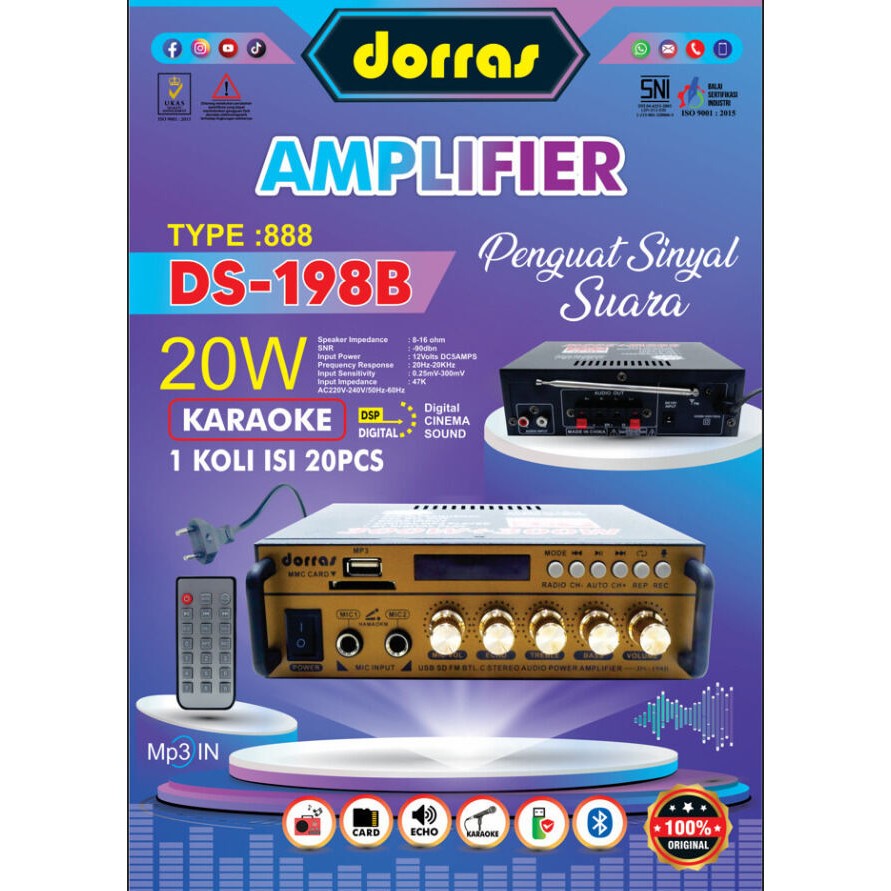 Ampli Dorras DS-198B Bluetooth