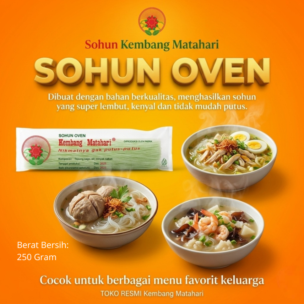 Sohun Kembang Matahari 250 gram - sohun bakso soto tekwan pempek