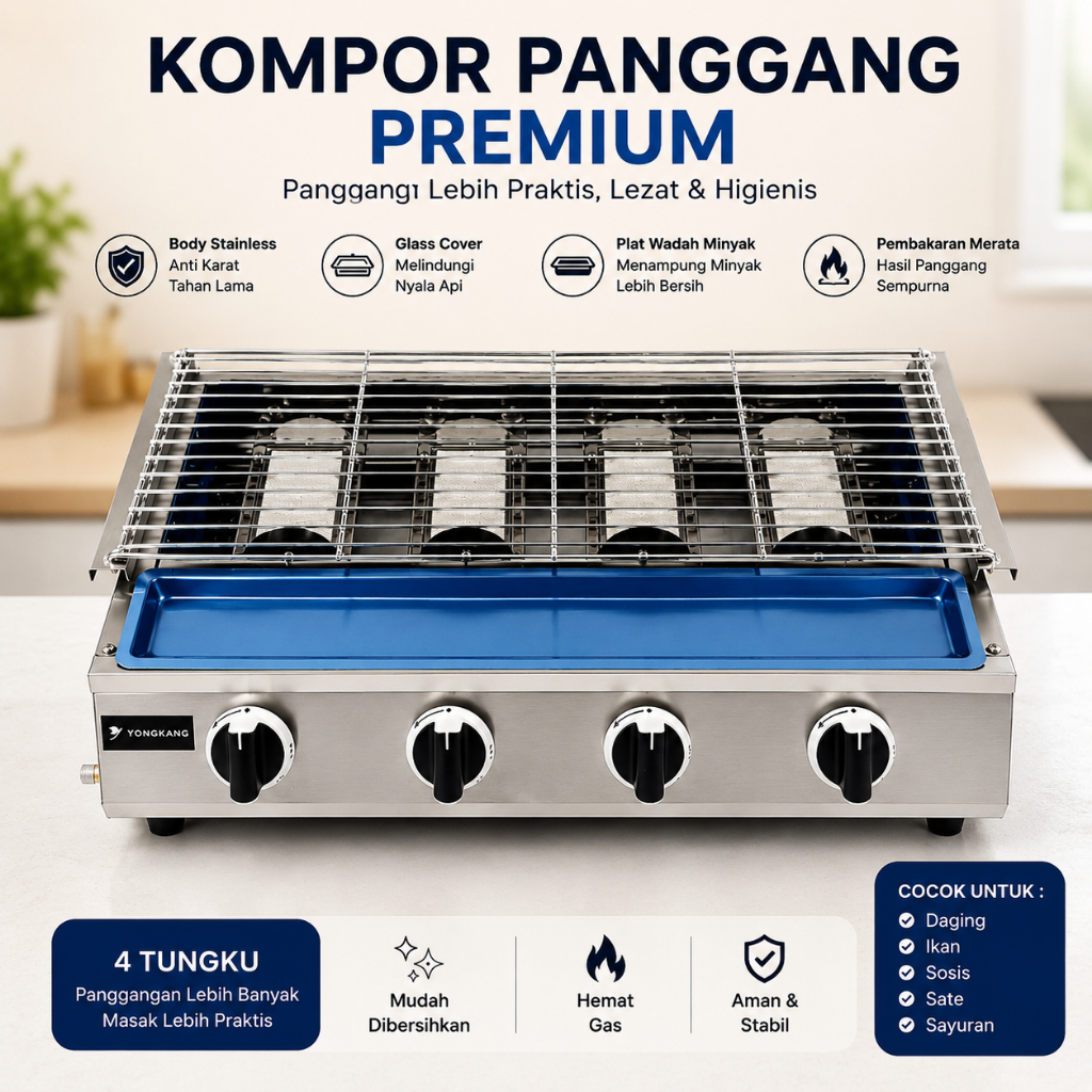 Kompor Pangangan Sosis/Bakaran Serbaguna 2 Tungku - 4 Tungku (Yongkang)