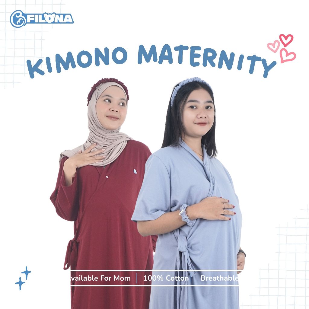 Filona - Kimono Hospital Maternity Dress Baju Hamil Lahiran Friendly