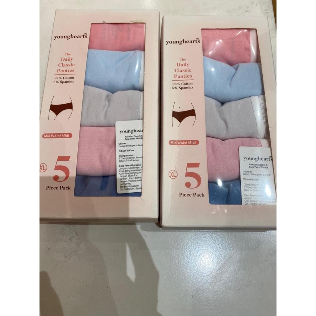 young hearts panty pack isi 5pcs bahan katun promo murah
