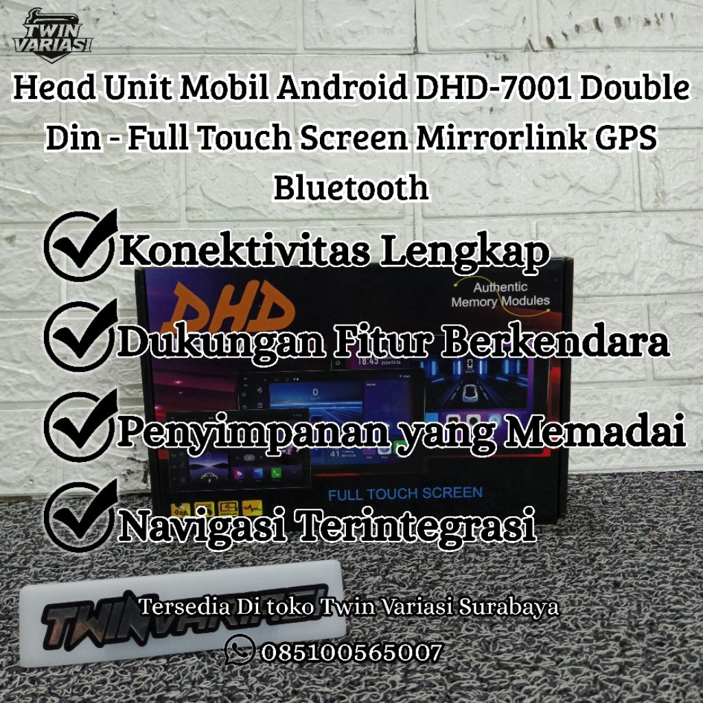 Head Unit Android 10 Inch DHD-7001 RAM 2+32GB GPS Bluetooth Mirrorlink TV Mobil