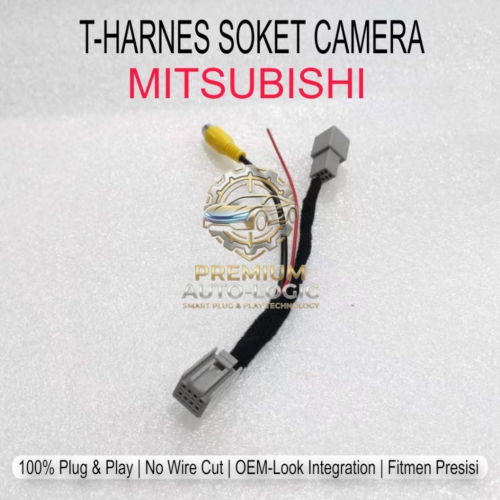 Socket Kamera Mitsubishi PnP - T-Harness Adapter RCA Video & Kabel Reverse Mundur