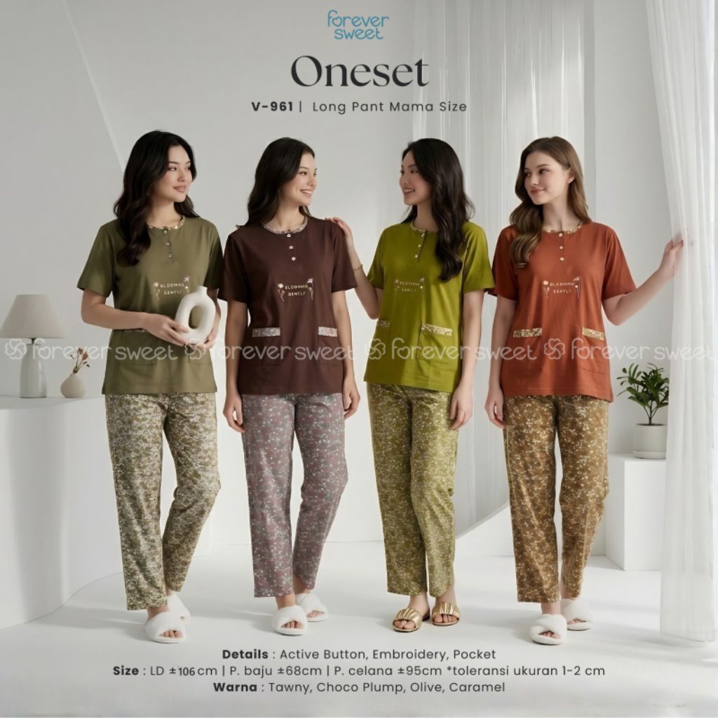 FOREVER SWEET -  Oneset Long Pant Mama Size  V - 961 - CP / One set CP Regular /Setelan Lengan Pende