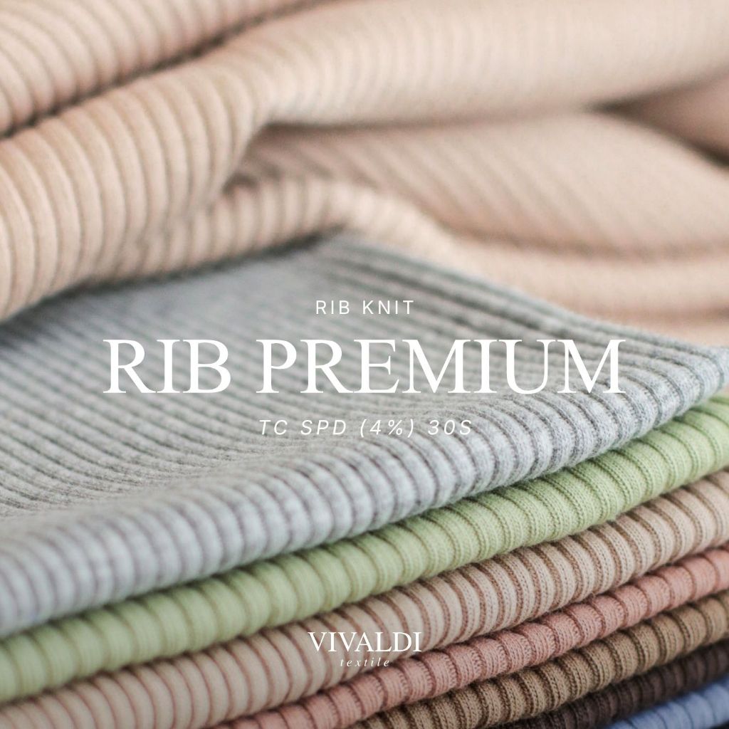 Rib Premium TC Spandex (4%) 30S | Bahan Kain 1 KG