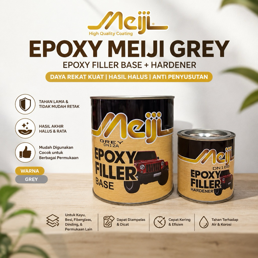 MEIJI EPOXY FILLER GREY | Cat Dasar Anti Karat Body Motor Mobil