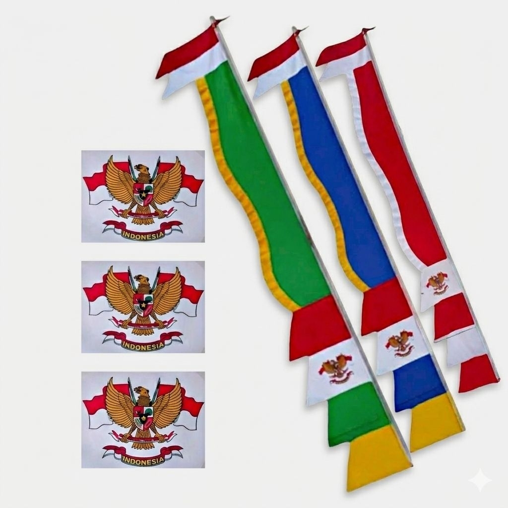 Umbul Umbul Motif Kuda Laut | Bendera Umbul Umbul Kuda Laut Merah Putih, Hijau, Biru