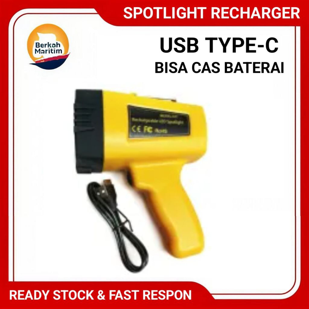 Lampu Sorot Tangan Spotlight Recharger Lampu Berburu Super Terang Jangkauan Jauh USB Type C Bisa Cas