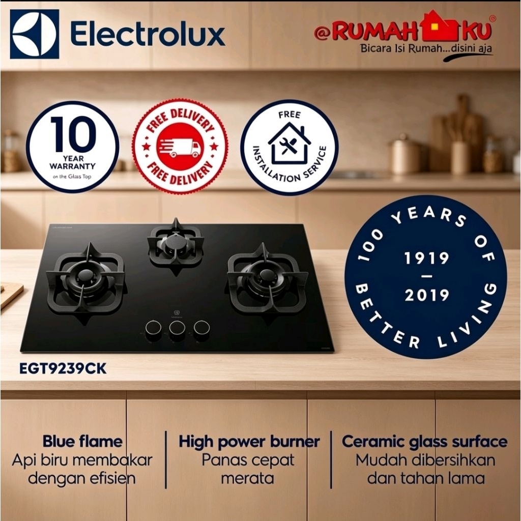 KOMPOR TANAM ELECTROLUX EGT 9239 CK / EGT9239CK HOB TANAM SABAF kuningan