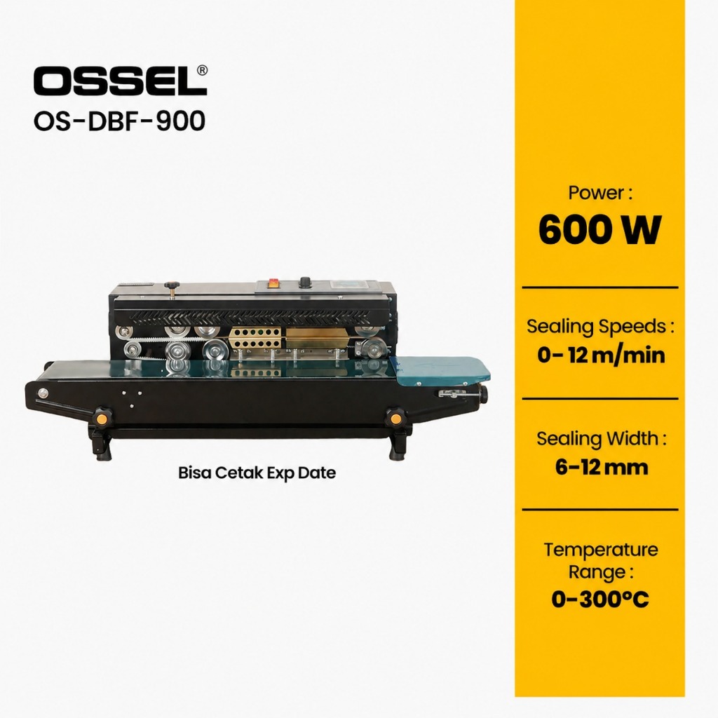 OSSEL Mesin Band Sealer Horizontal Continuous Sealer Plastik Kemasan OS-DBF-900 OSSEL