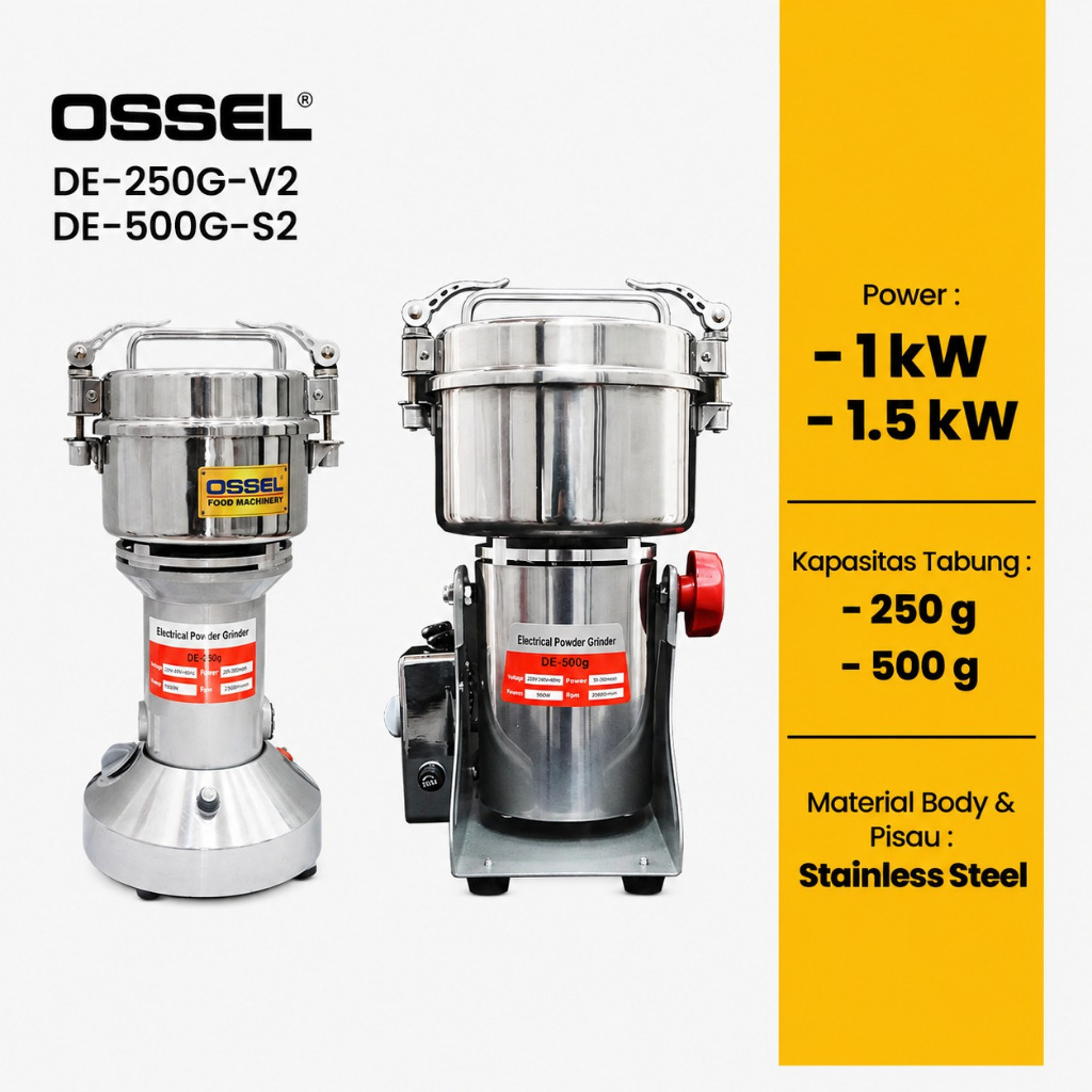 OSSEL Giling Bumbu Gilingan Tepung 250 Gram Giling Kopi Gilingan Tepung Stainless Steel 250G OSSEL