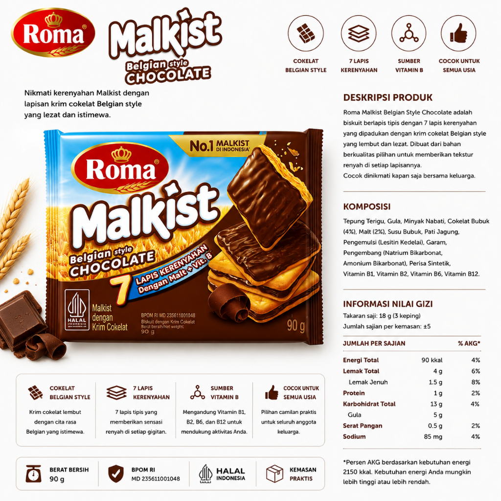 Roma Biskuit Malkist Coklat 90gr