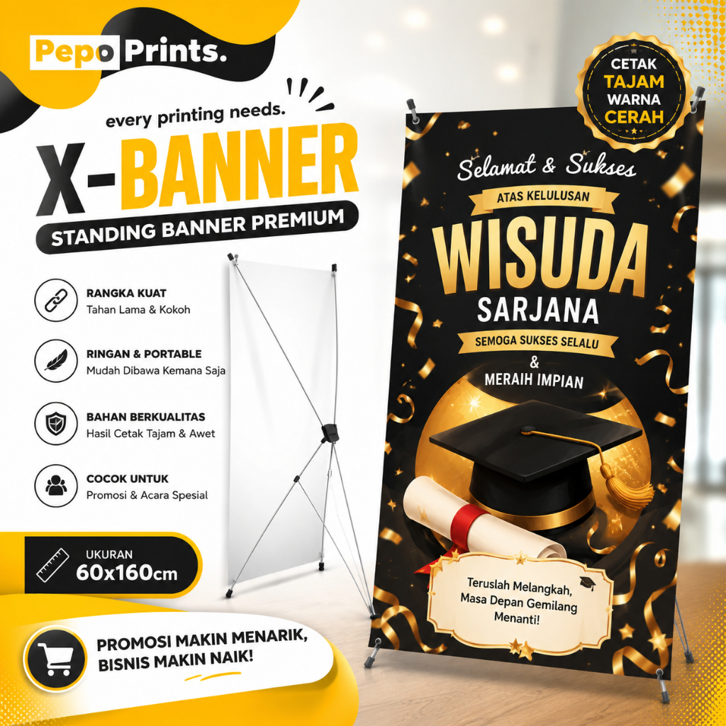 Pepo - X BANNER - BANNER STANDING - 60 X 160CM - Graduation Wisuda - Ucapan Selamat -  JUALAN